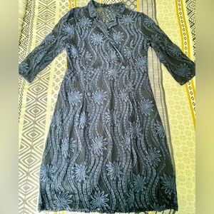 Wardrobe Special Occasion Dress, Blue Lace Overlay, Covered Buttons, Size L